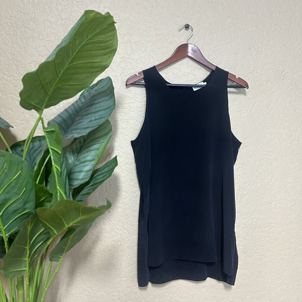 R Label Womens Sleeveless Silk Tunic Flowy Blouse Black Size Large